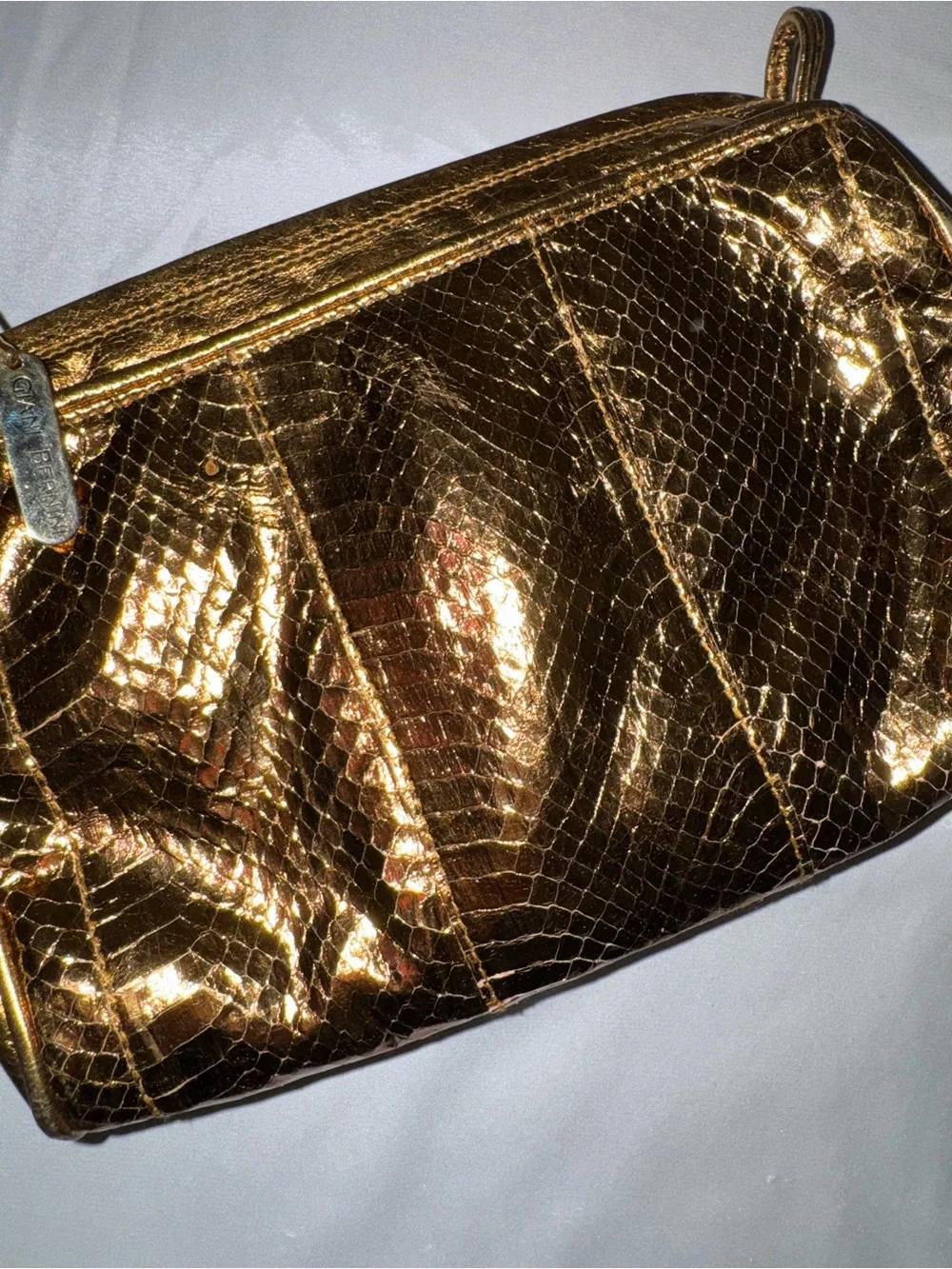 Giani Bernini Gold Metallic Textured Wristlet Clutch - Designer Style